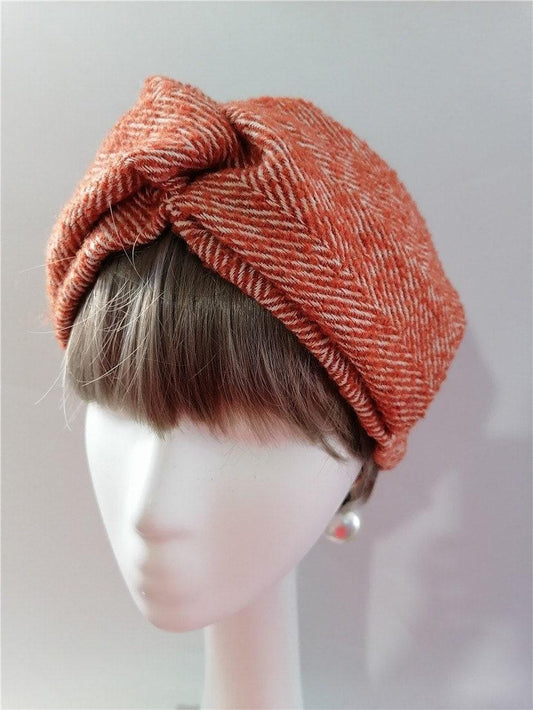 Autumn Rust Herringbone Knit Headband