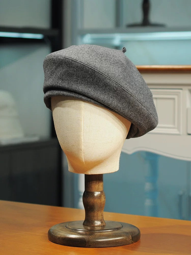Wool French Beret - Classic Artist Hat for Unisex - Back View