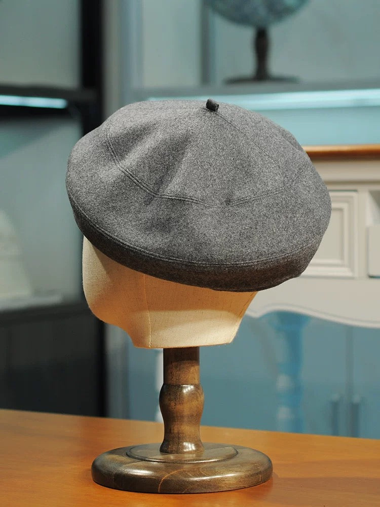 Wool French Beret - Classic Artist Hat for Unisex - Worn View