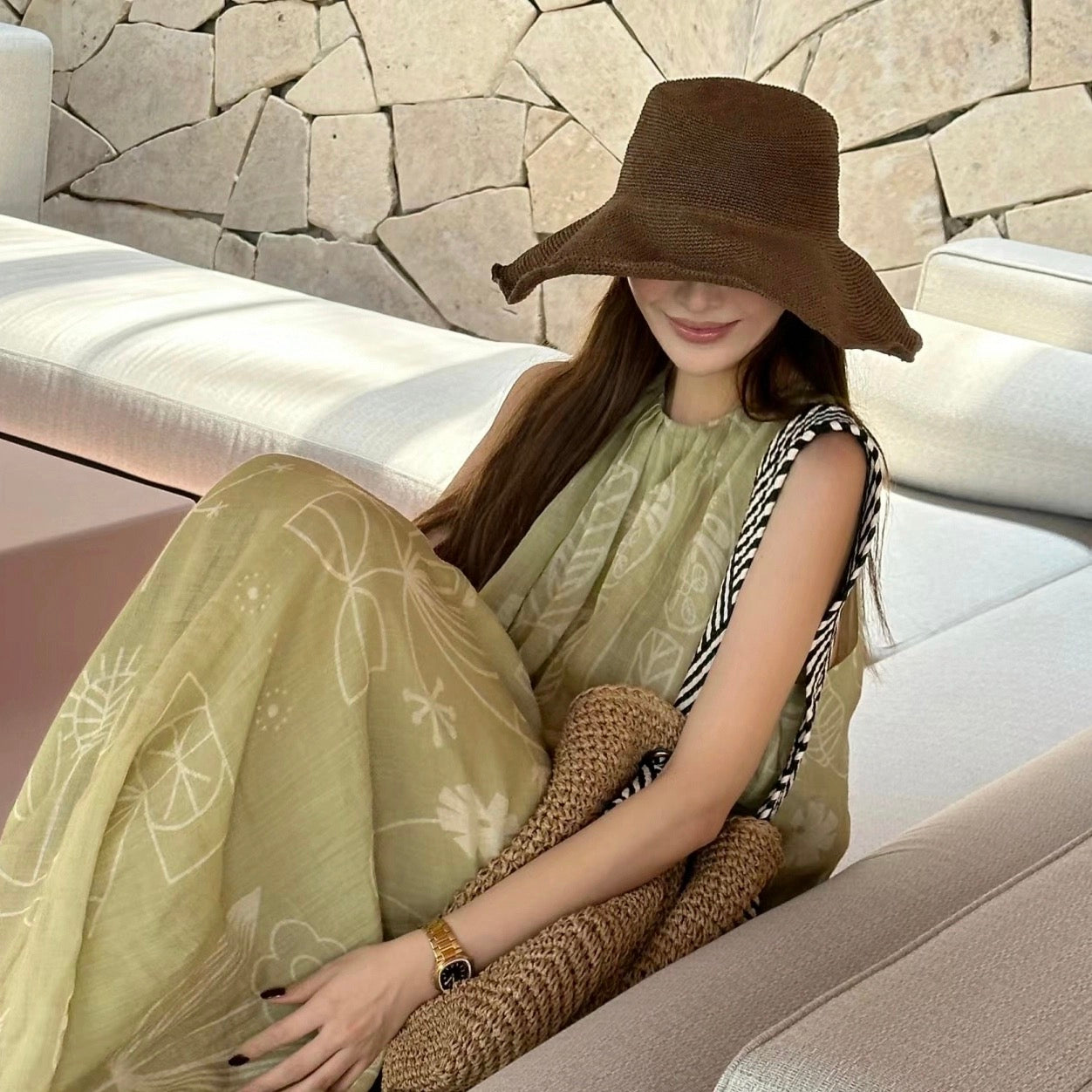 Foldable Raffia Straw Hat for Women Mspineapplecrafts