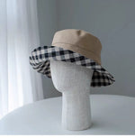 Reversible Linen Bucket Hat for Women – Camel, reversible wide-brim linen sun hat