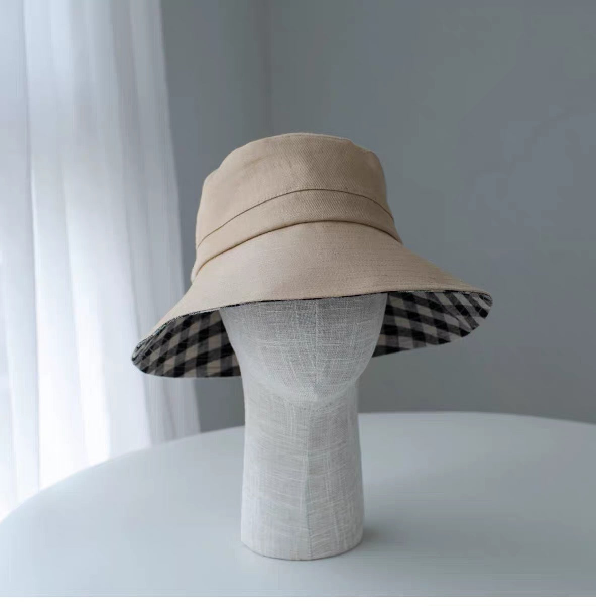 Reversible Linen Bucket Hat for Women – Camel