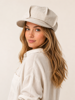 Linen Slouchy Newsboy Hat Unisex - Custom Size – Beige
