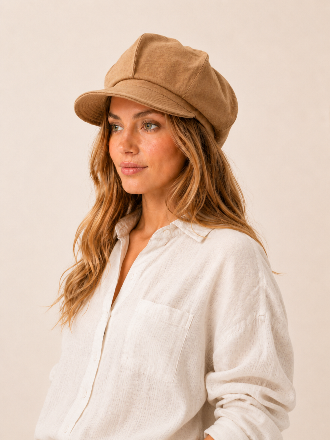 Linen Slouchy Newsboy Hat Unisex - Custom Size – Brown