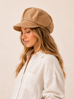 Linen Slouchy Newsboy Hat Unisex - Custom Size – Brown