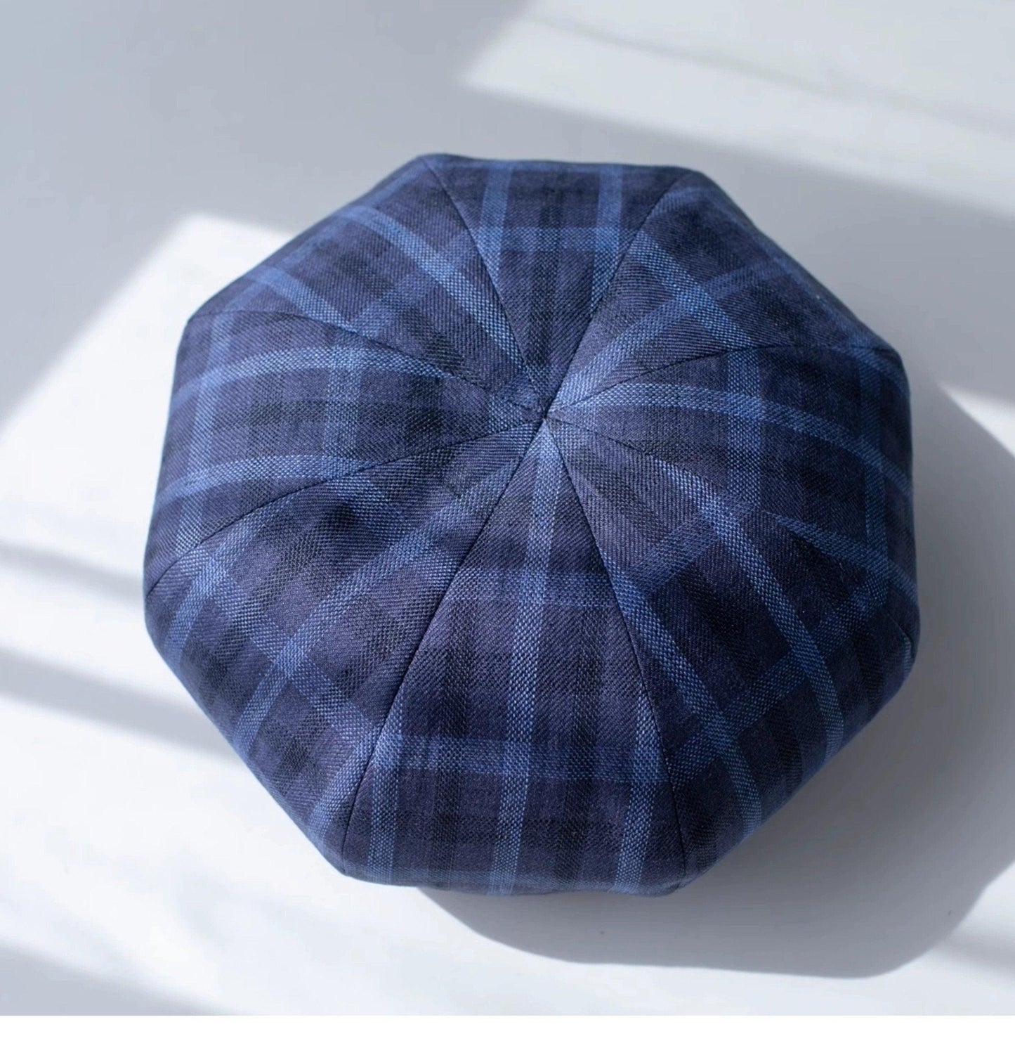 Oversized Plaid Cotton Linen Beret Hat - Mspineapplecrafts