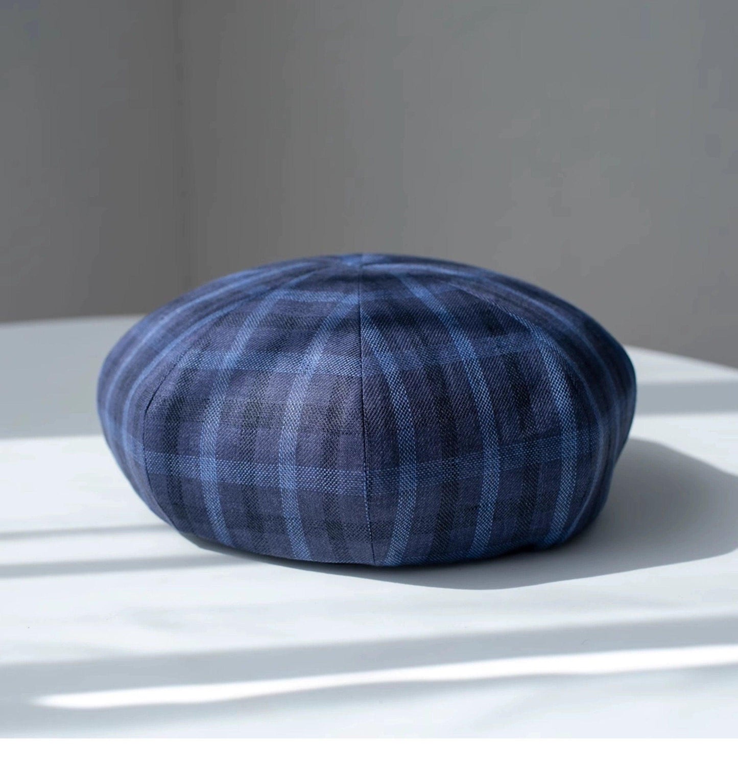 Oversized Plaid Cotton Linen Beret Hat - Mspineapplecrafts