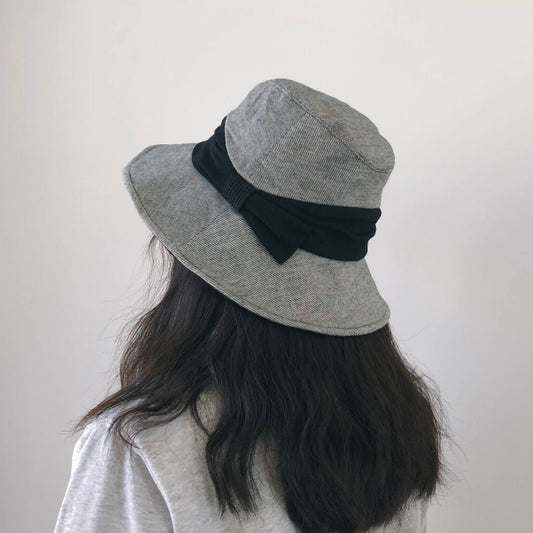 Bucket Hat with Bow - Cotton Linen Blend MsPineappleCrafts