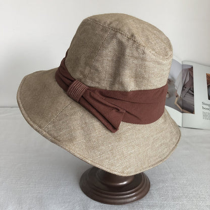 Bucket Hat with Bow - Cotton Linen Blend MsPineappleCrafts