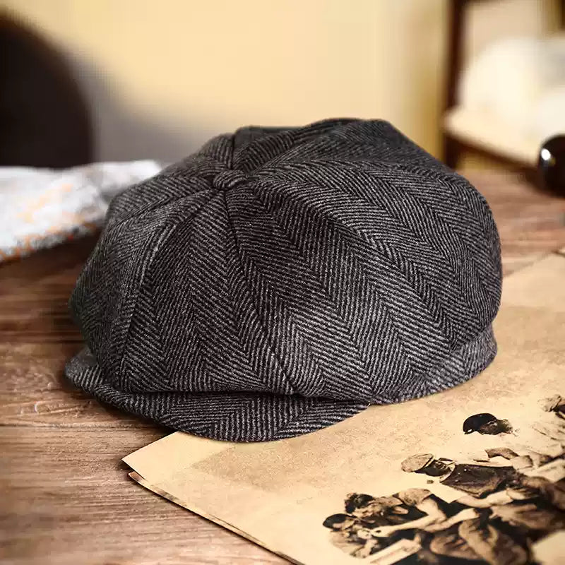 Wool 8-Panel Gatsby Newsboy Cap Unisex - Side View