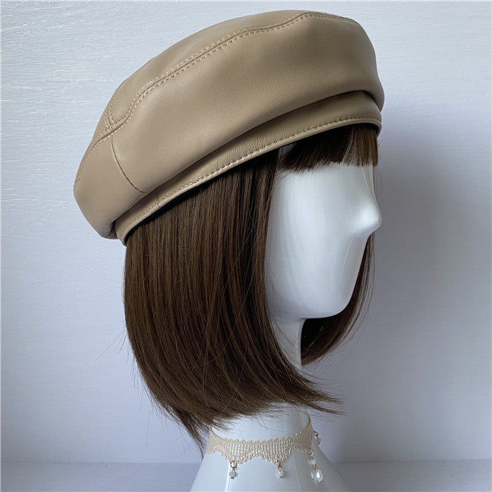 Premium Lambskin Leather Beret - Soft French-Style Hat for Women MsPineappleCrafts