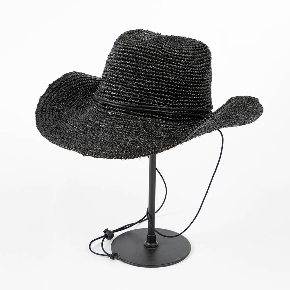 Handmade Raffia Straw Cowboy Hat with Tie Band MsPineappleCrafts