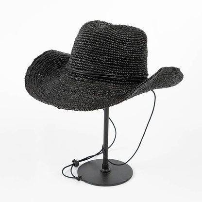 Handmade Raffia Straw Cowboy Hat with Tie Band MsPineappleCrafts