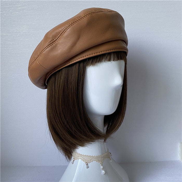 Premium Lambskin Leather Beret - Soft French-Style Hat for Women MsPineappleCrafts