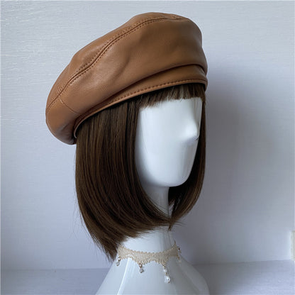 Premium Lambskin Leather Beret - Soft French-Style Hat for Women MsPineappleCrafts