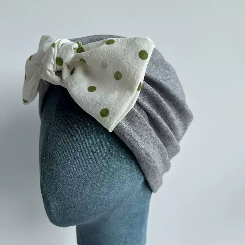Women's Soft Modal Cotton Polka Dot Bow Turban Hair Wrap