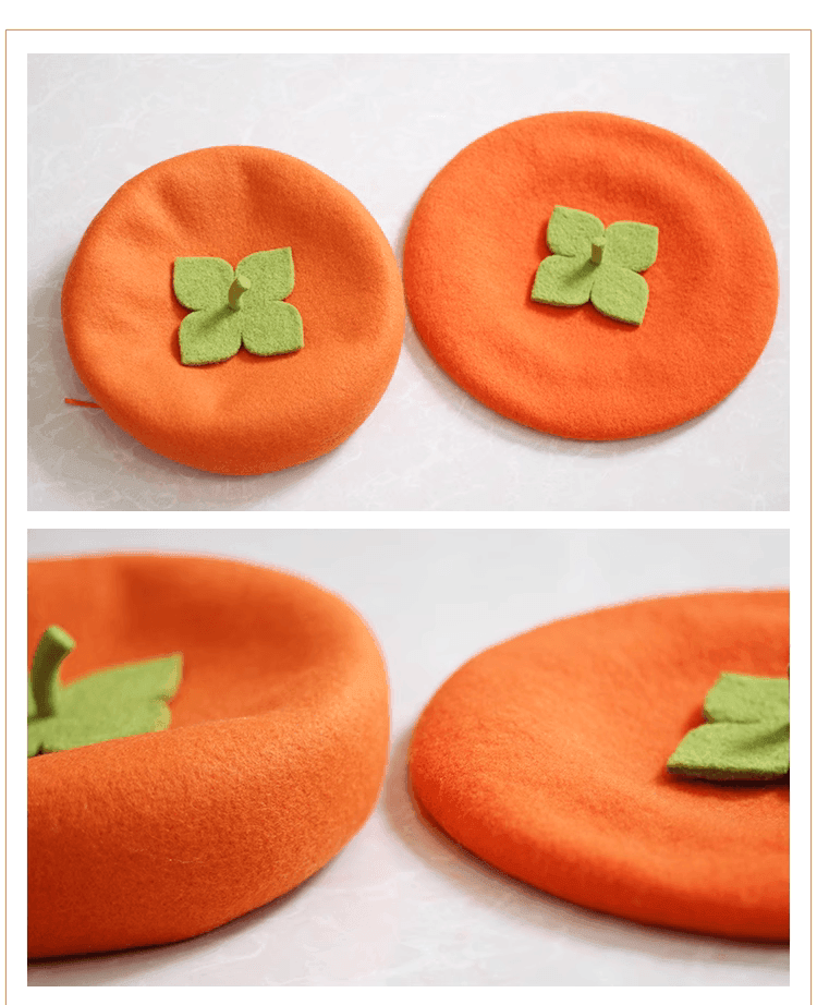 Wool Felt Persimmon Berets for Parent-Child Matching - Mspineapplecrafts