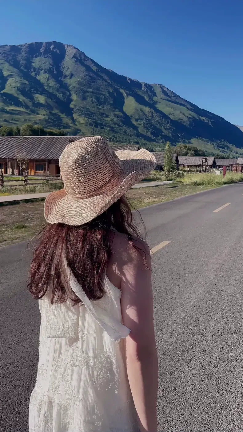 Handmade Raffia Straw Cowboy Hat with Tie Band MsPineappleCrafts
