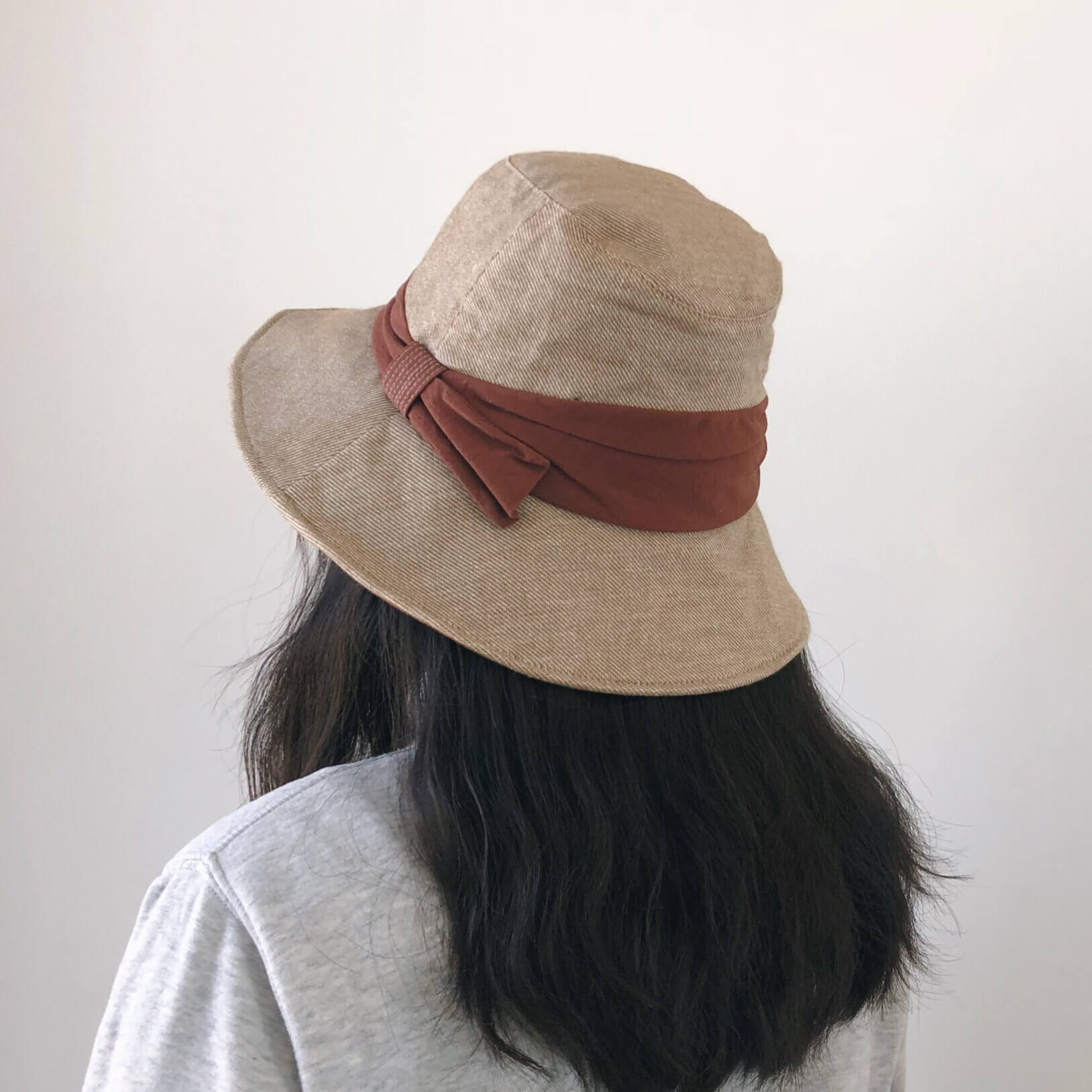 Bucket Hat with Bow - Cotton Linen Blend MsPineappleCrafts