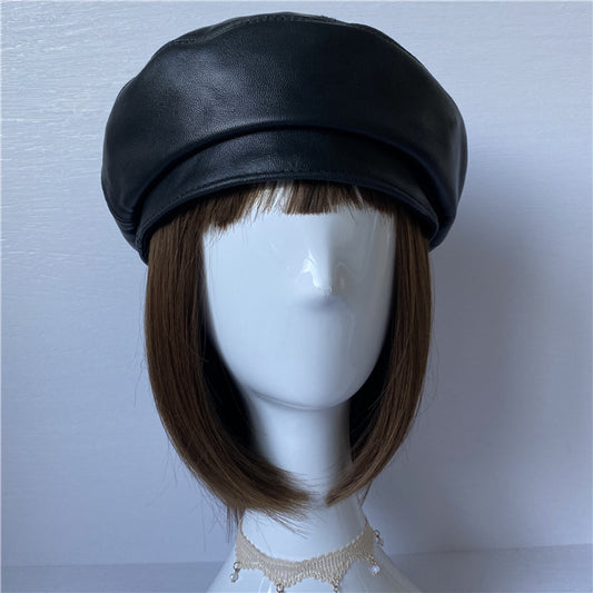 Premium Lambskin Leather Beret - Soft French-Style Hat for Women MsPineappleCrafts