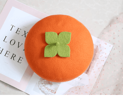 Wool Felt Persimmon Berets for Parent-Child Matching - Mspineapplecrafts