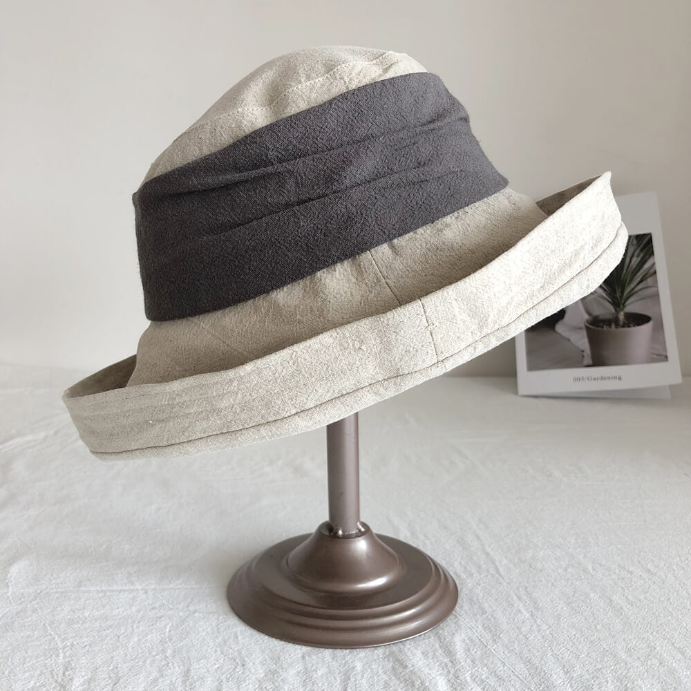 Summer Linen Bucket Hat for Women MsPineappleCrafts