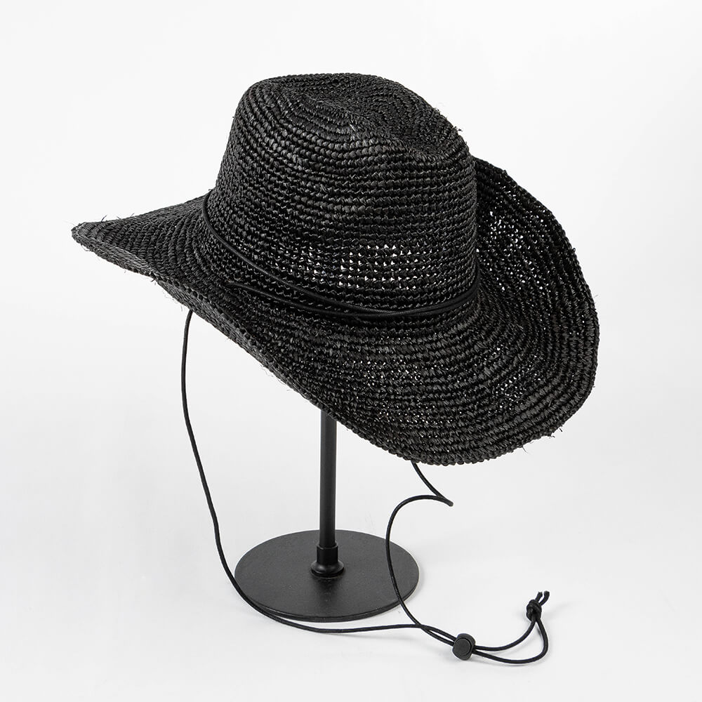 Handmade Raffia Straw Cowboy Hat with Tie Band MsPineappleCrafts