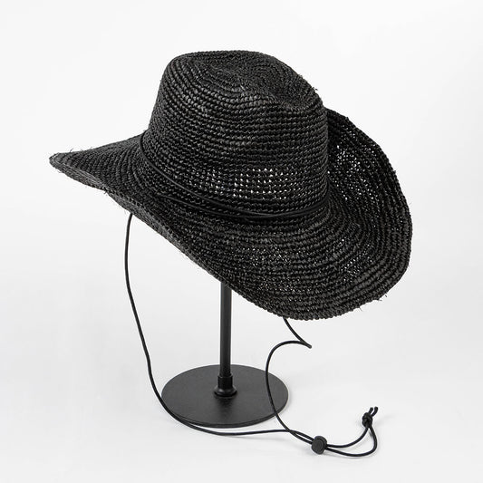 Handmade Raffia Straw Cowboy Hat with Tie Band MsPineappleCrafts