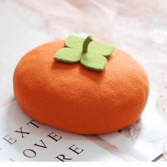 Wool Felt Persimmon Berets for Parent-Child Matching - Mspineapplecrafts