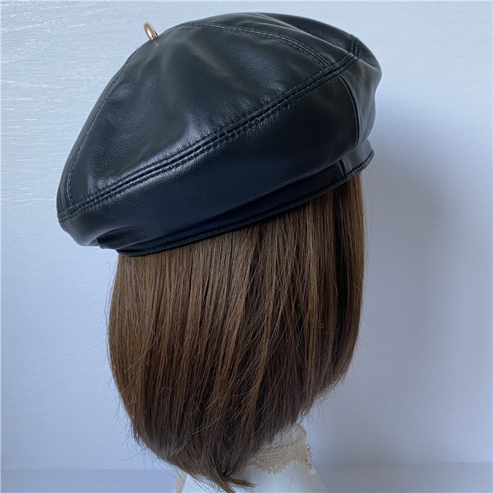 Premium Lambskin Leather Beret - Soft French-Style Hat for Women MsPineappleCrafts