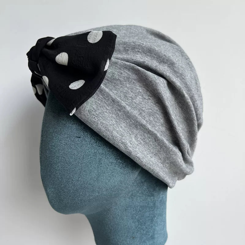 Women's Soft Modal Cotton Polka Dot Bow Turban Hair Wrap