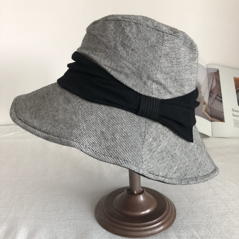 Bucket Hat with Bow - Cotton Linen Blend MsPineappleCrafts
