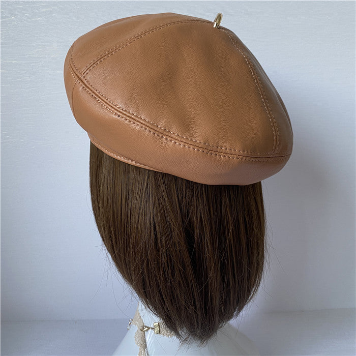 Premium Lambskin Leather Beret - Soft French-Style Hat for Women MsPineappleCrafts