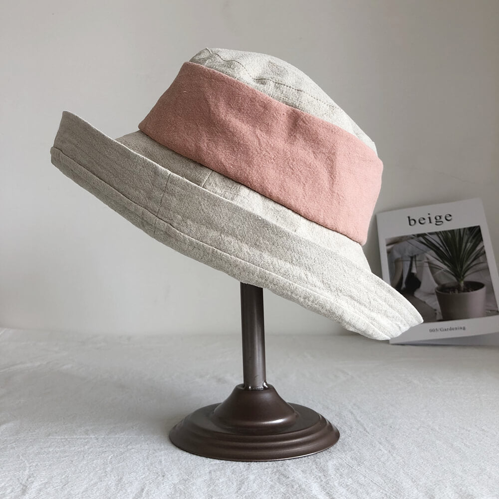 Summer Linen Bucket Hat for Women MsPineappleCrafts