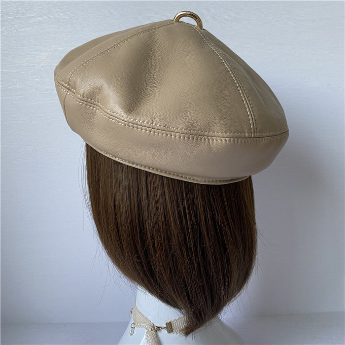 Premium Lambskin Leather Beret - Soft French-Style Hat for Women MsPineappleCrafts