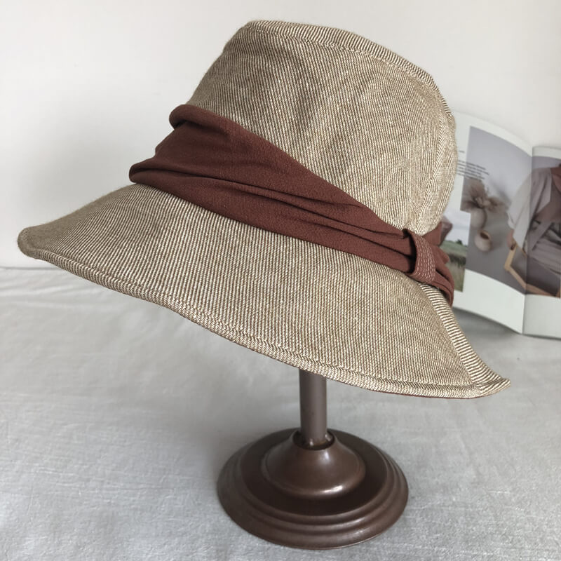 Bucket Hat with Bow - Cotton Linen Blend MsPineappleCrafts