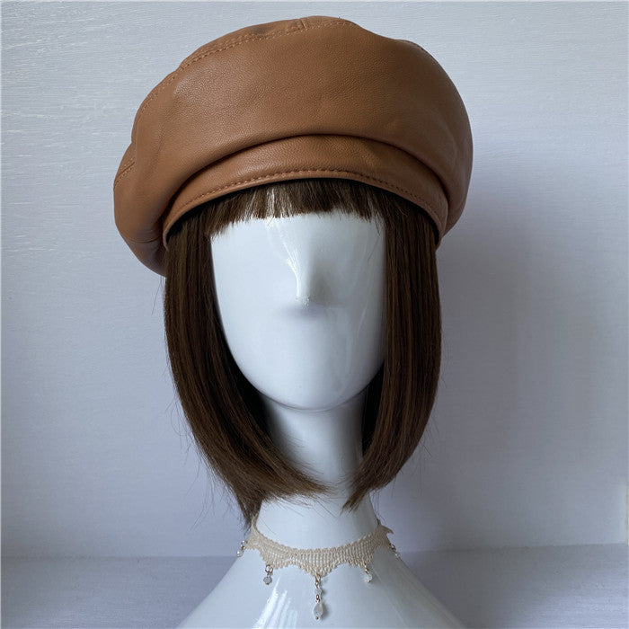 Premium Lambskin Leather Beret - Soft French-Style Hat for Women MsPineappleCrafts