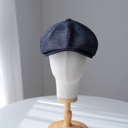 Short Brim Linen Newsboy Cap