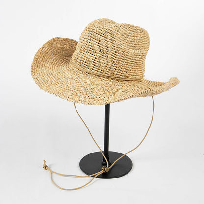Handmade Raffia Straw Cowboy Hat with Tie Band MsPineappleCrafts