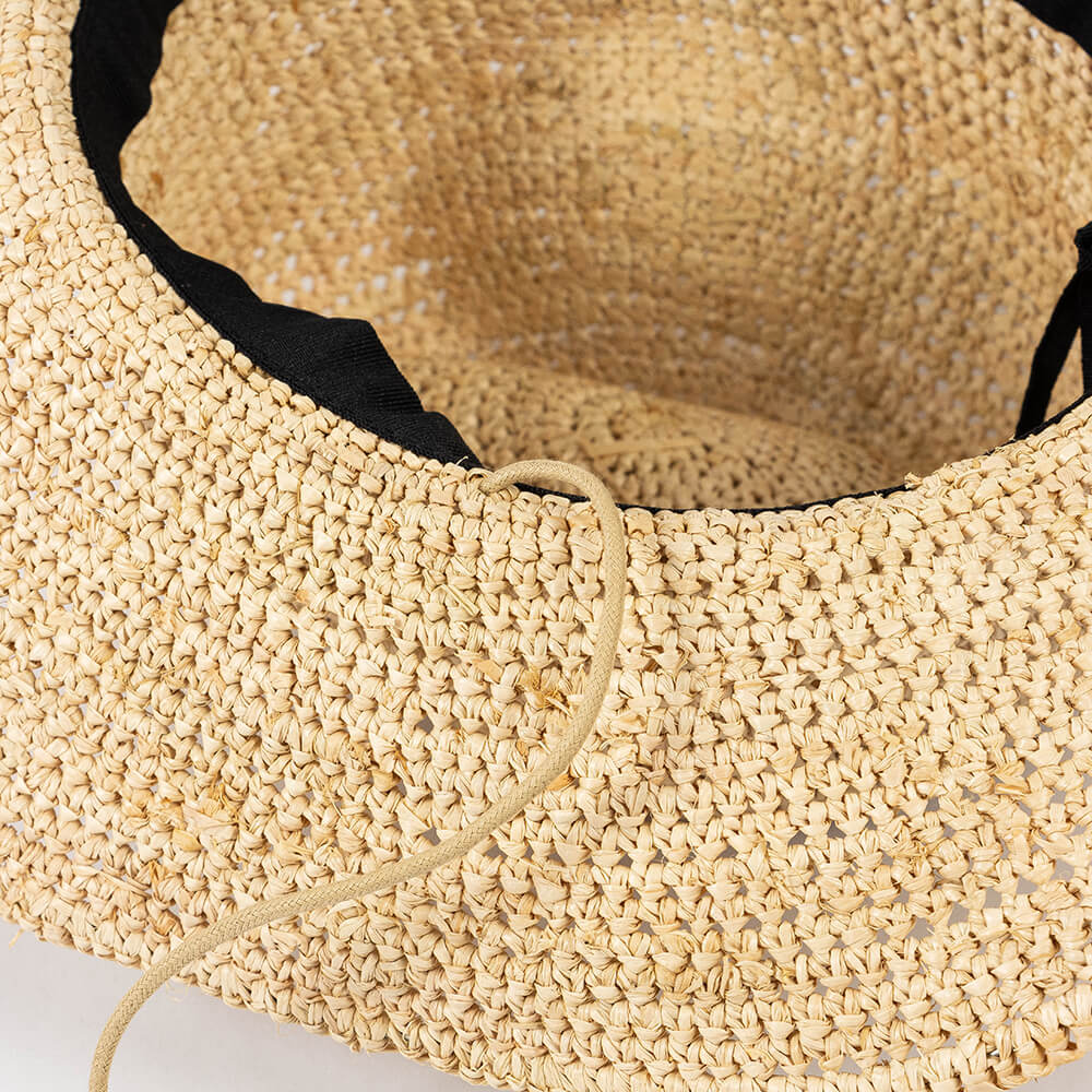 Handmade Raffia Straw Cowboy Hat with Tie Band MsPineappleCrafts