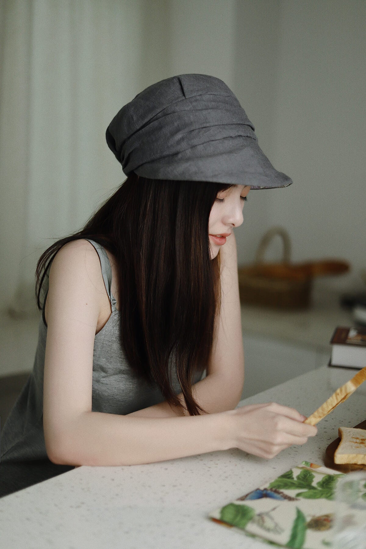 Light Weight Linen Newsboy Hat MsPineappleCrafts