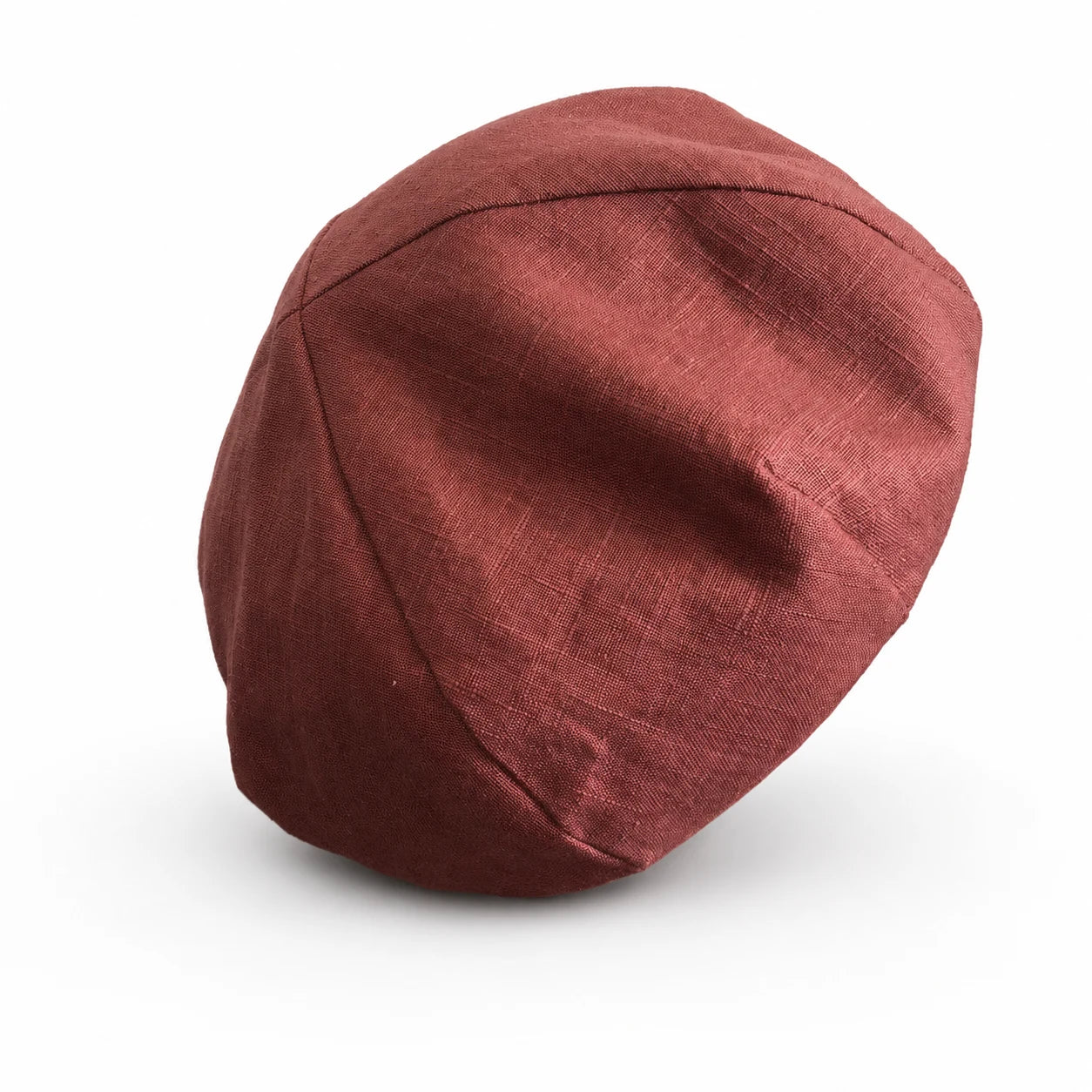 Chestnut red pure linen French beret