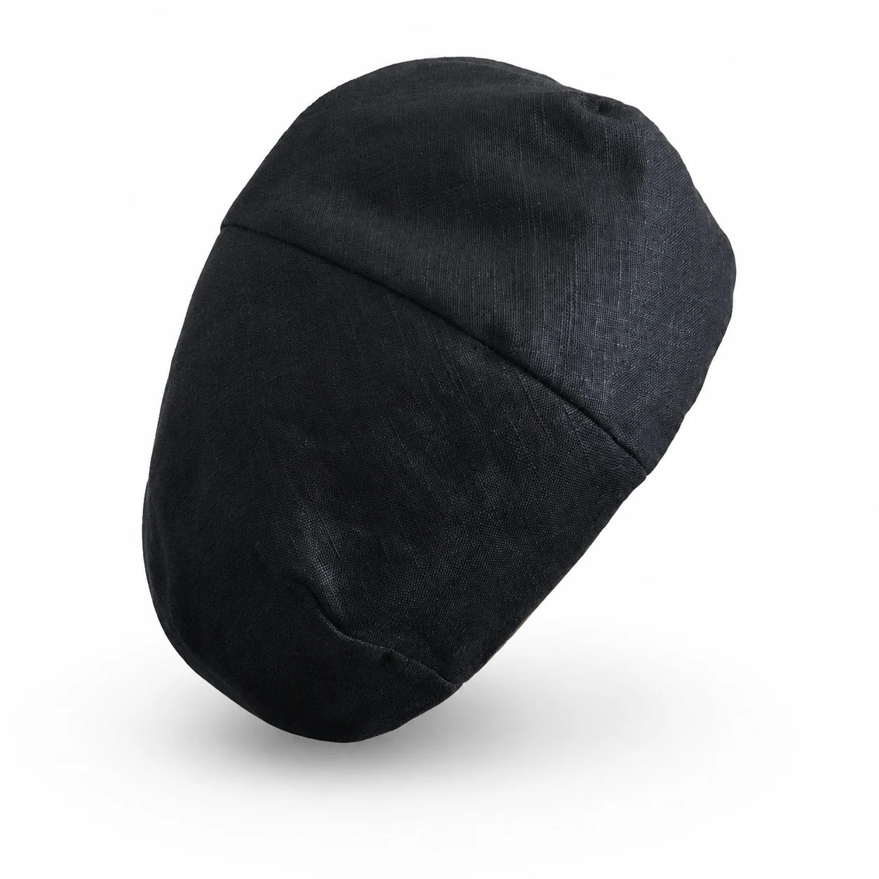 Black pure linen French beret