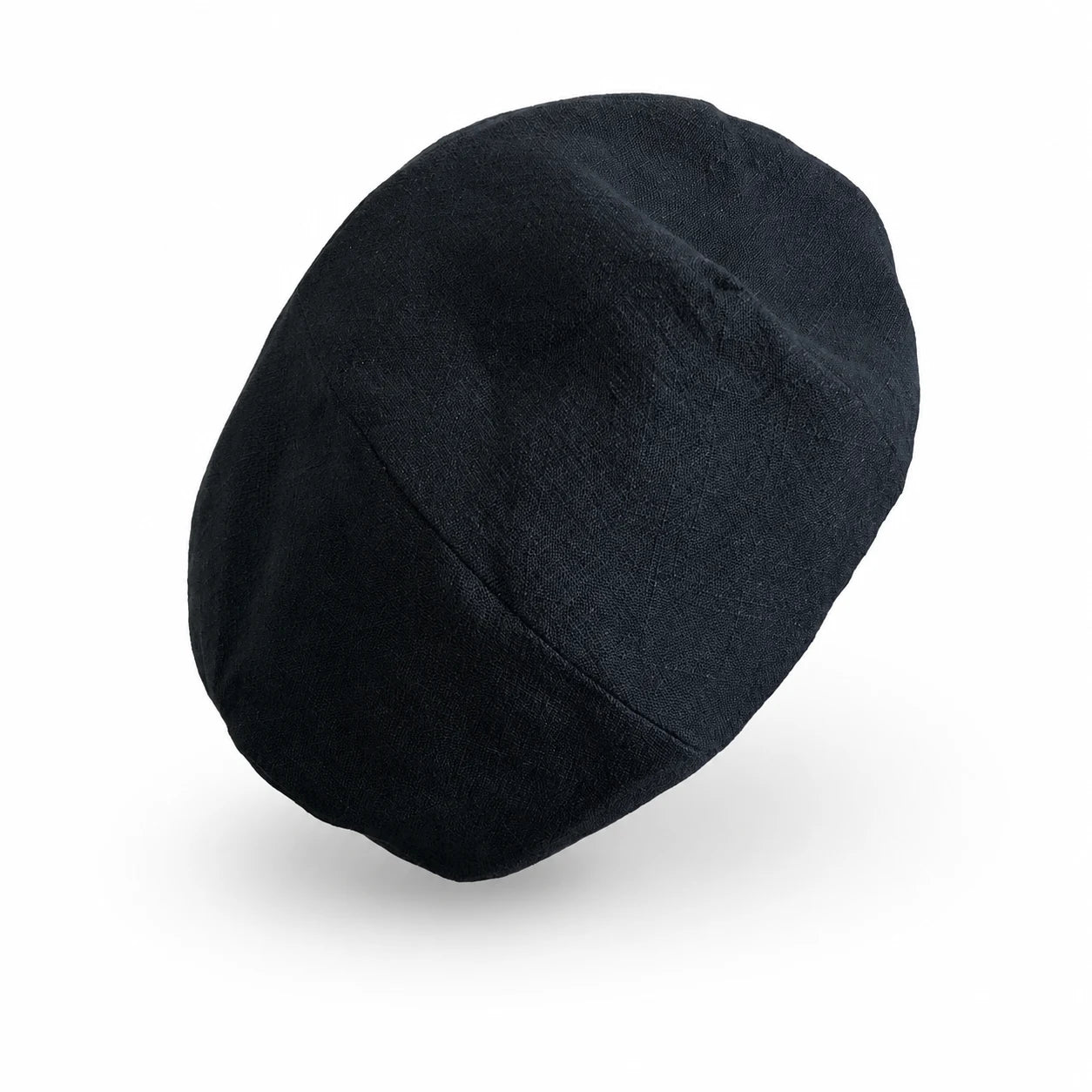 Black linen-cotton blend French beret