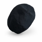 Black linen-cotton blend French beret