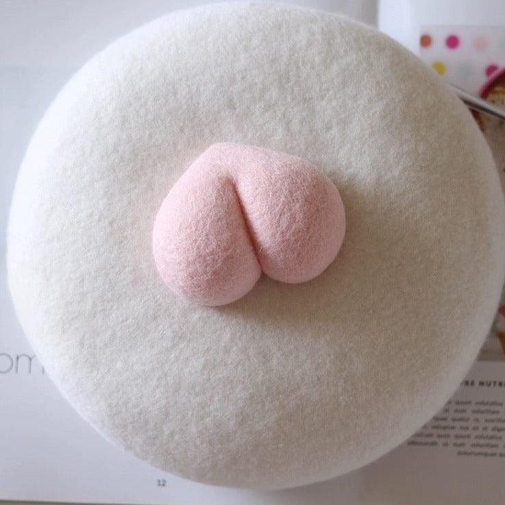 Heart French Beret - Wool & Summer for Women and Kids – White Wool