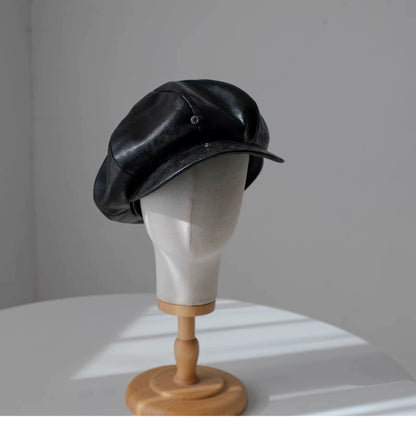 Customized Oversize Leather Applejack Newsboy Cap Mspineapplecrafts