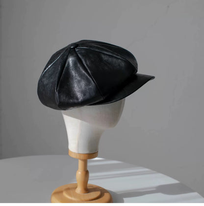Customized Oversize Leather Applejack Newsboy Cap Mspineapplecrafts