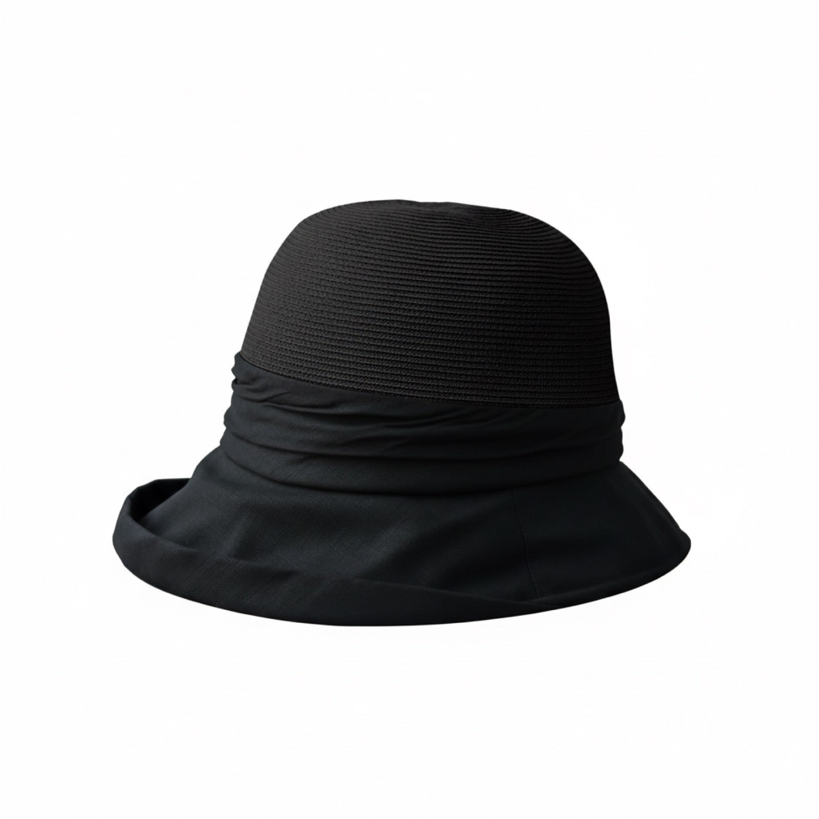 Straw Linen Sun Hat - Pure Black