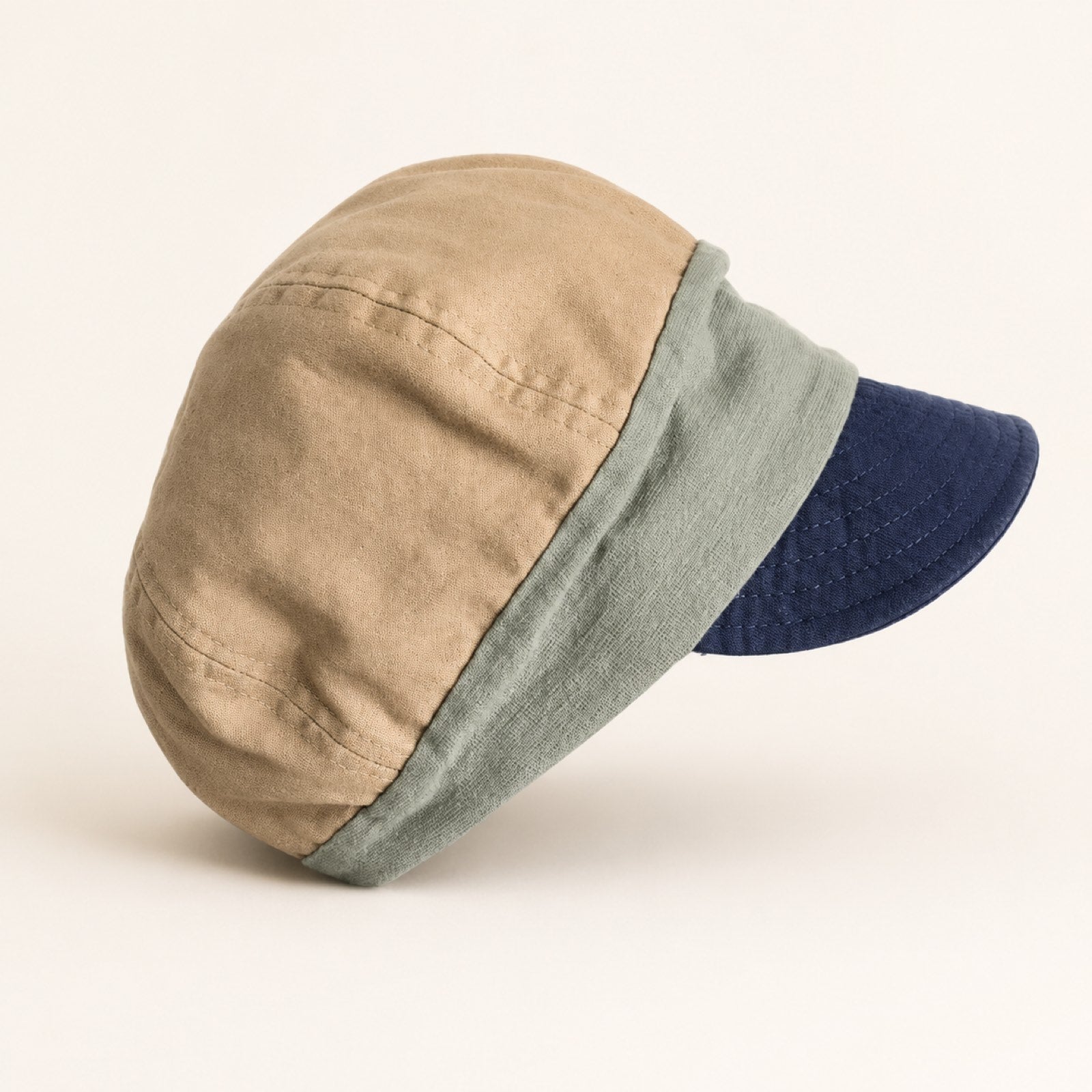 Khaki color block baseball sun hat - Mspineapplecrafts